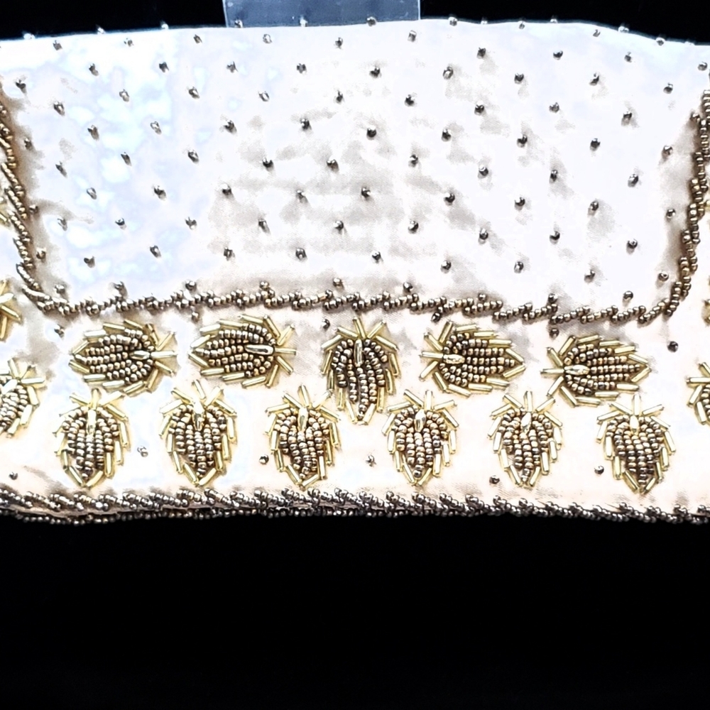 Evening Embellished Gold Beaded Clutch